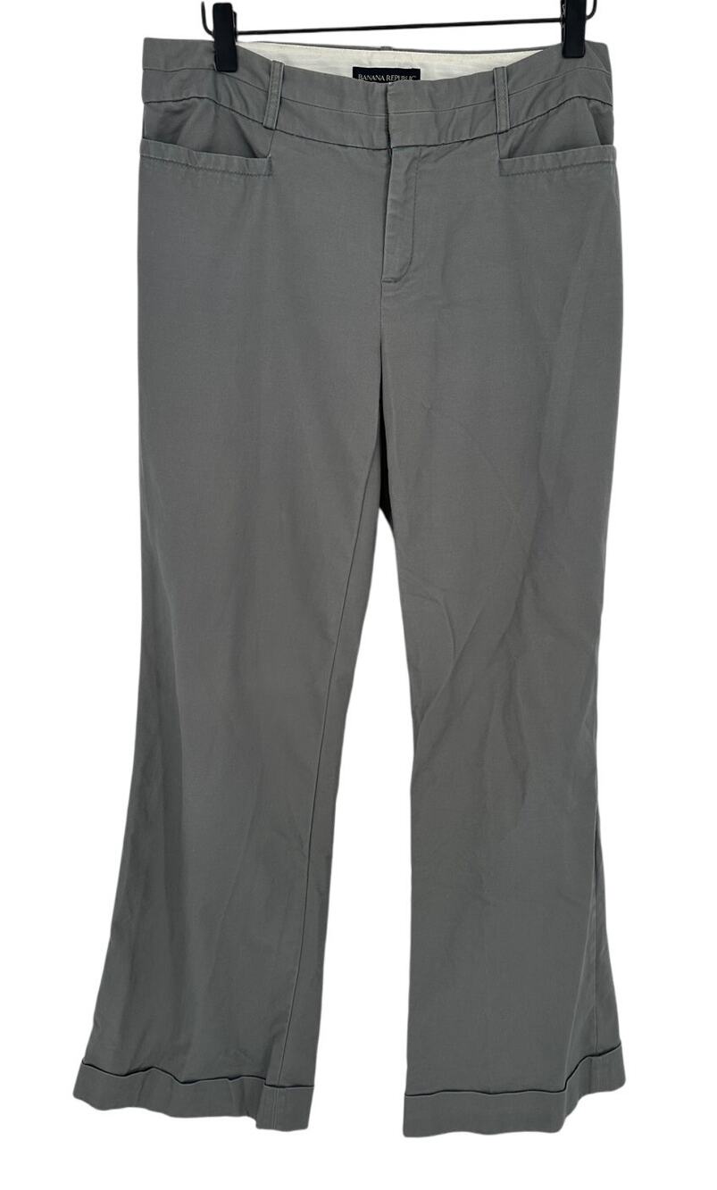 Banana Republic Womens Gray Pants 8 Cuffed Straight Leg High Rise Workwear
